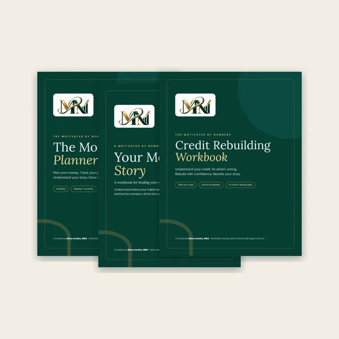 The Money Reset Bundle: three product covers